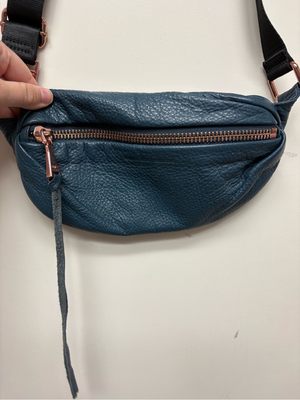 Aimee Kestenberg Dark Teal Pebbled Leather Crossbody Belt Bag
